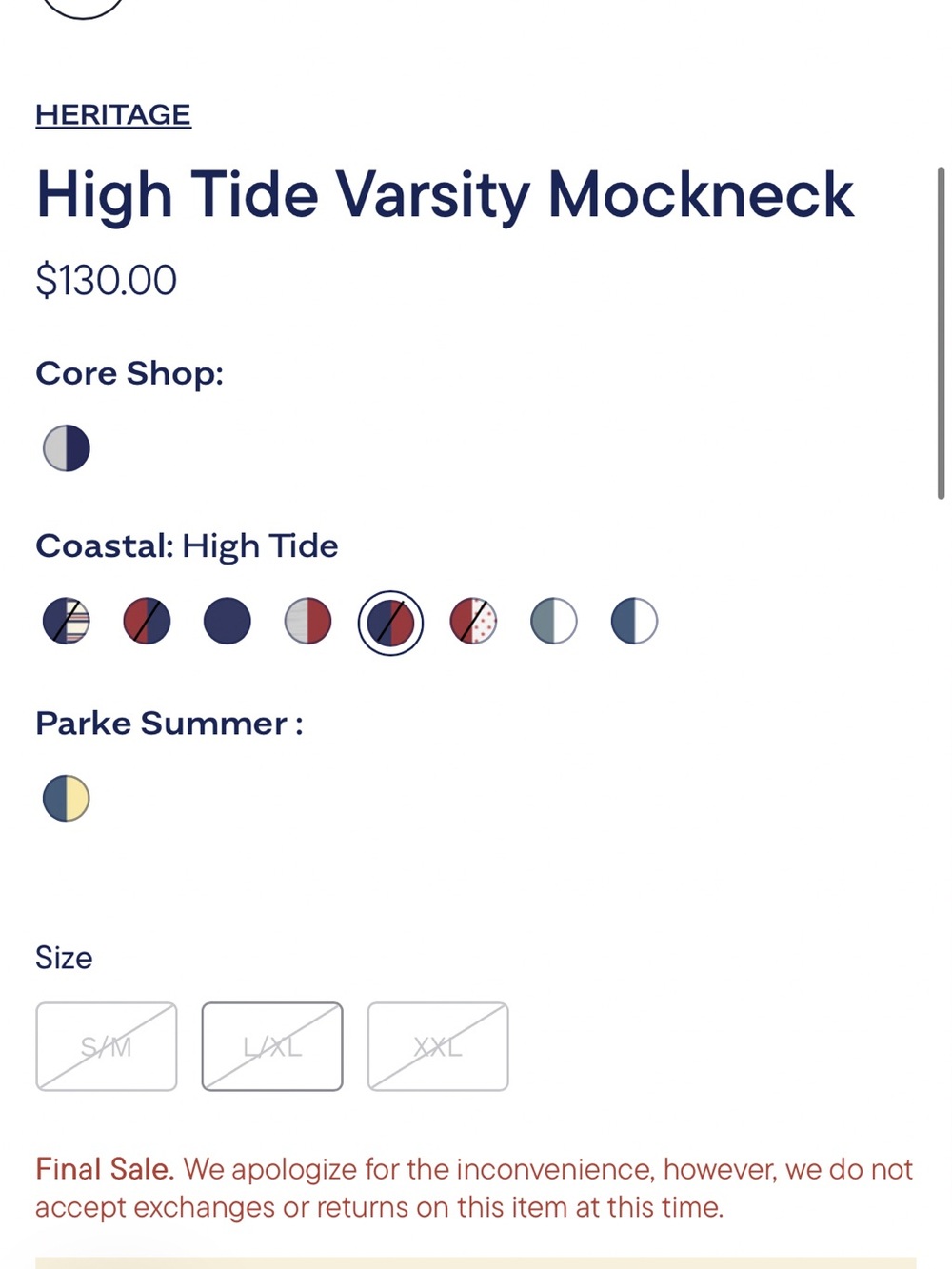 Parke High Tide Varsity Mockneck in Navy and Red - Picture 3 of 7
